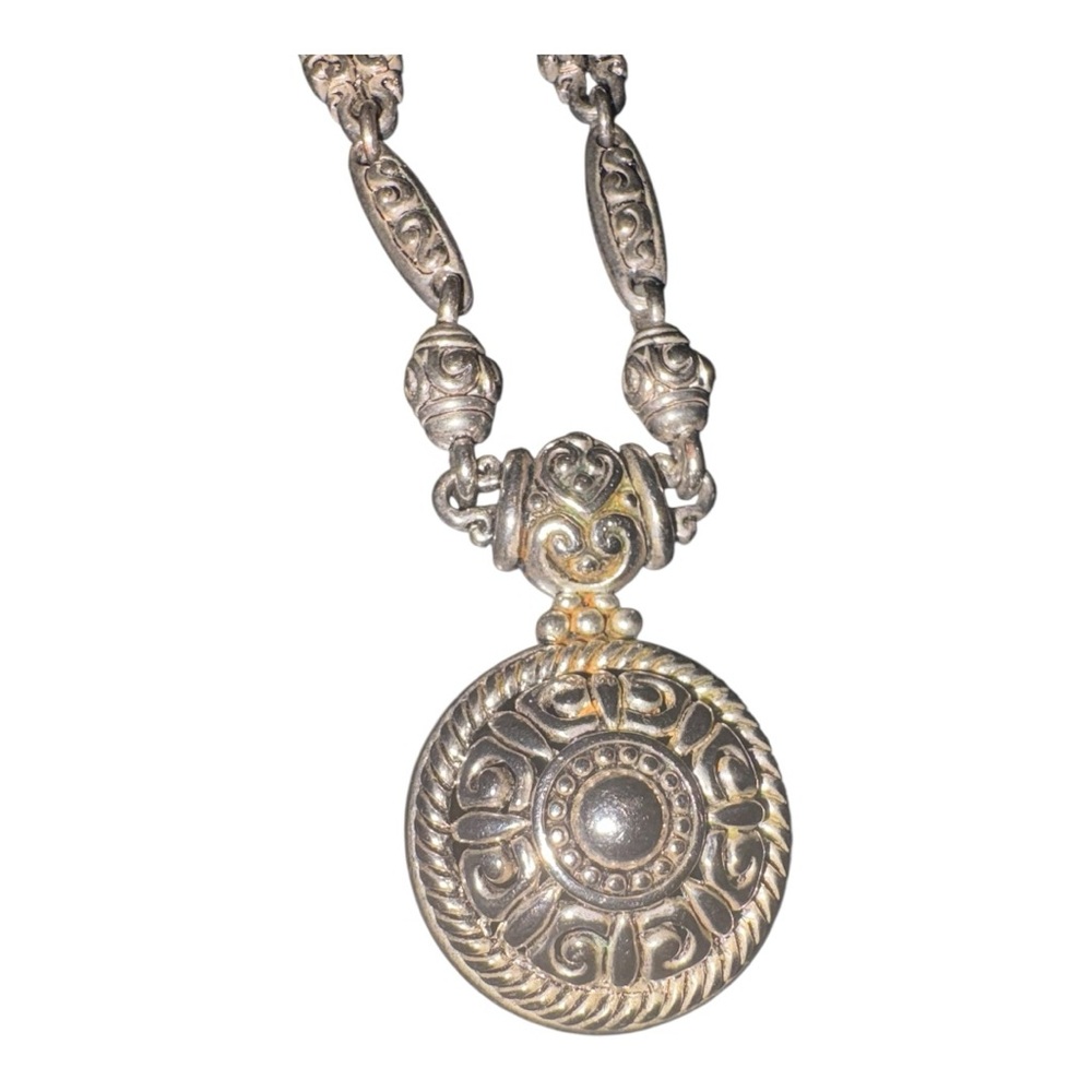 Vintage Tribal-Style Statement Necklace Ornate Medallion & Sculptural Chain JB7